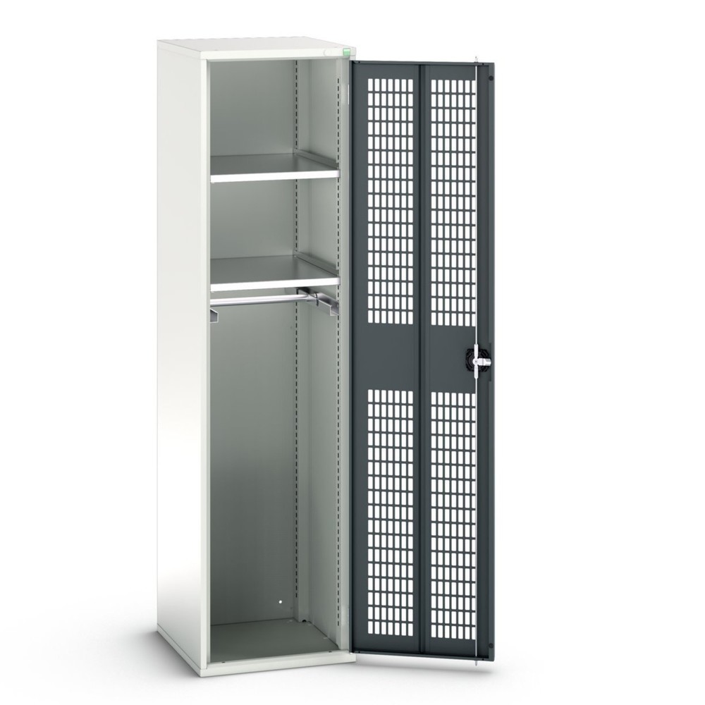 Produktabbildung: bott verso Kleiderspind mit Belüftung, mit 2 Fachböden und 1 Kleiderstange, BxTxH: 525 x 550 x 2000 mm