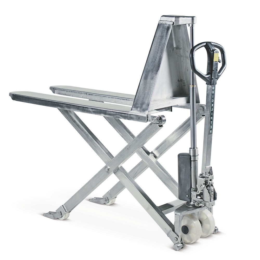 Produktabbildung: C-Ware Edelstahl-Scheren-Hubwagen BASIC, Tragkraft 1.000 kg, Gabellänge 1.150 mm