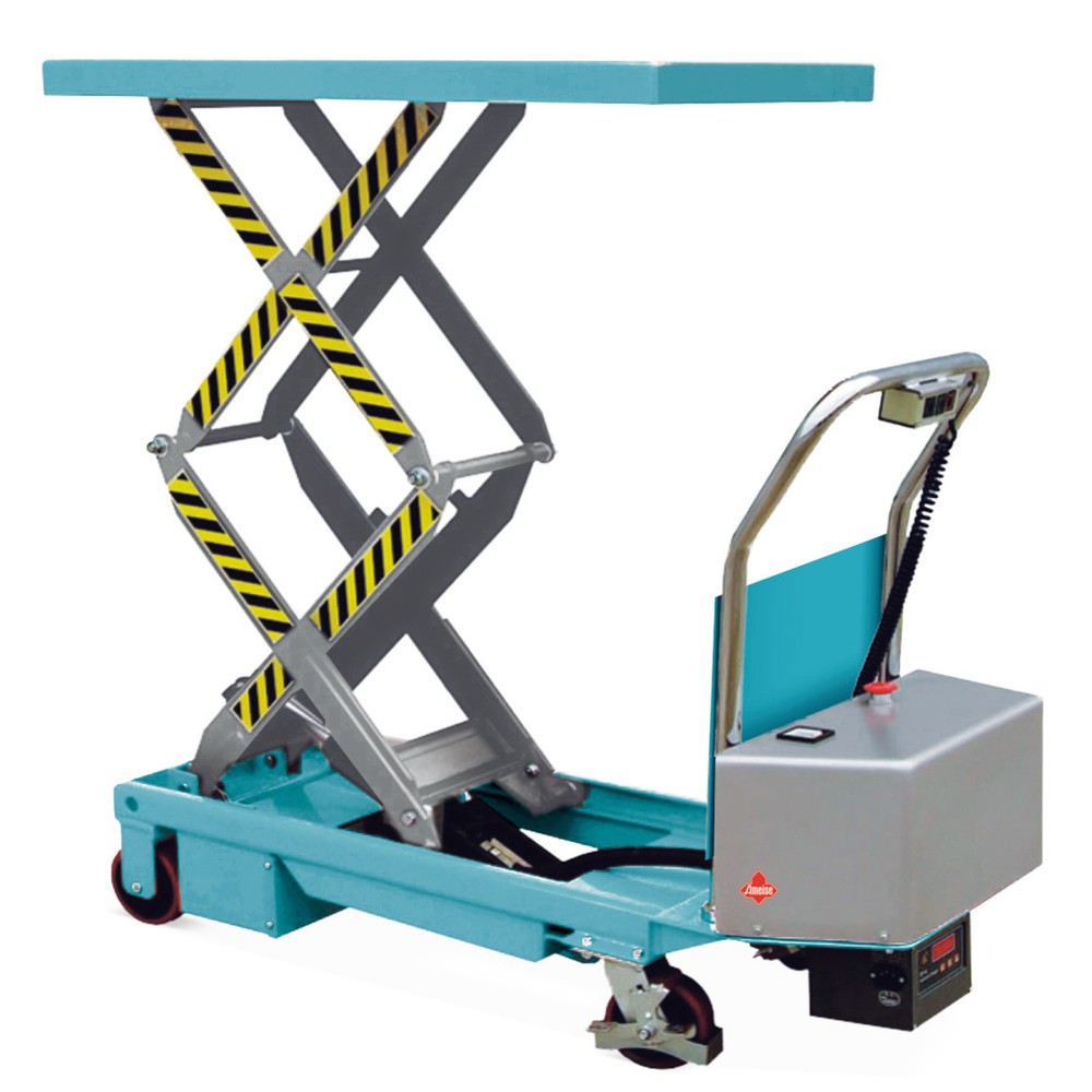 Produktabbildung: C-Ware Doppelscheren-Hubtischwagen Ameise®, elektrisch, TK 350 kg, à 910 x 500 mm