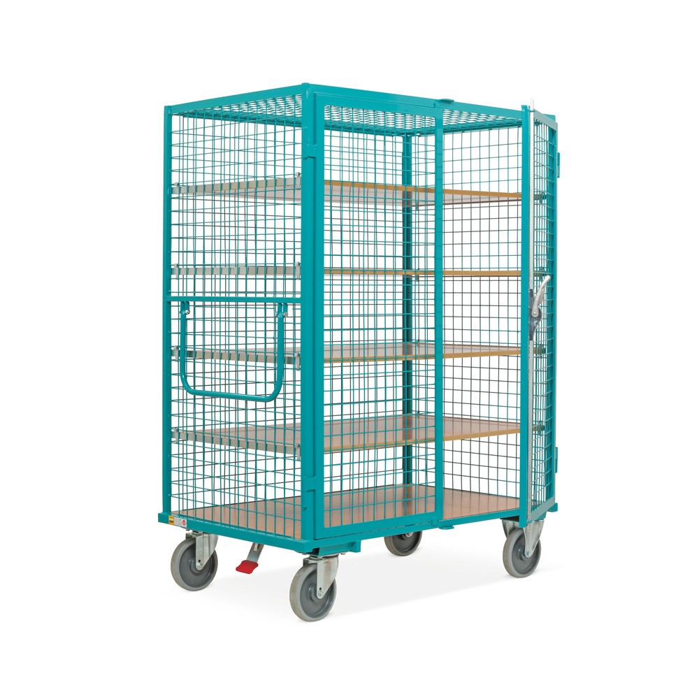 Produktabbildung: Schrankwagen Ameise®, Gitterwände, türkisblau, HxBxT 1.800 x 1.315 x 910 mm